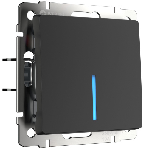 Выключатель одноклавишный с подсветкой (черный матовый) W1110108 Выключатель одноклавишный с подсветкой (черный матовый) W1110108