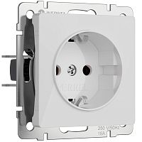 Розетка с заземлением и шторками (белый акрил) W1171141