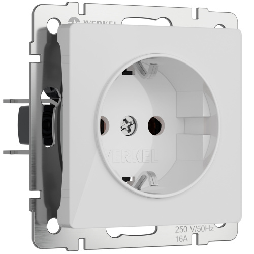 Розетка с заземлением и шторками (белый акрил) W1171141 Розетка с заземлением и шторками (белый акрил) W1171141