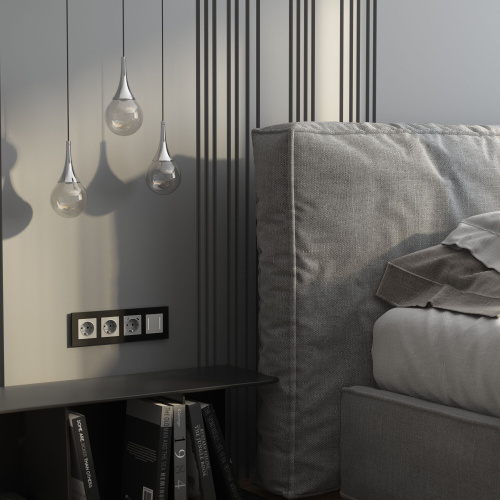 Рамка из металла на 4 поста АluMax черный алюминий W0043508 фото 2