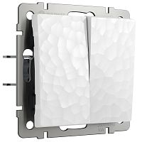 Выключатель двухклавишный проходной (Hammer белый) W1222001