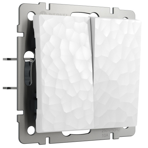 Выключатель двухклавишный проходной (Hammer белый) W1222001