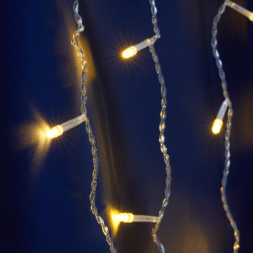 Светодиодная гирлянда Feron CL20 занавес 2*2м  + 3м желтый статичная, c питанием от сети 230V, белый шнур фото 4