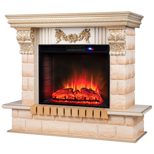 Электрокамин RealFlame Gracia 24/25,5 WT белый дуб с золотой патиной с очагом Sparta 25,5 LED фото 2 Электрокамин RealFlame Gracia 24/25,5 WT белый дуб с золотой патиной с очагом Sparta 25,5 LED фото 2