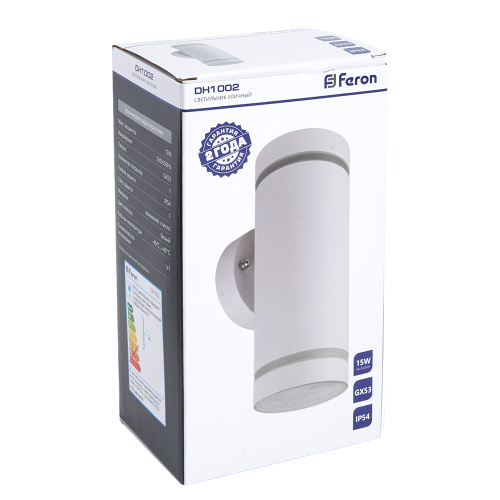 Светильник садово-парковый Feron DH1002, на стену вверх/вниз, 230V, белый фото 5