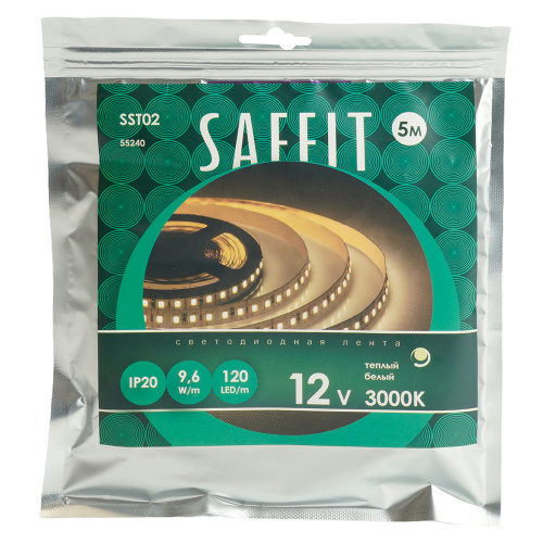 Лента светодиодная  SST02 SAFFIT 120SMD(2835)/м 9.6Вт/м 12V 5000*8*1.22мм 3000К, IP20 фото 6