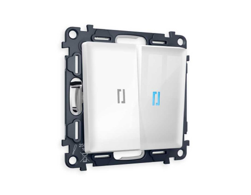 Комплект механизма 2-кл выключателя AMBRELLA VOLT с подсветкой 10000K ALFA Белый глянец QUANT (AP1040, VM115, G17B)