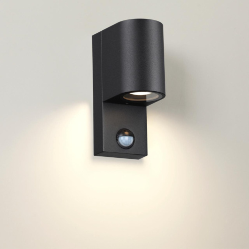 4390/1W HIGHTECH ODL23 000 черный/металл/пвх стойкий к УФ излучению Настенный светильник с датчиком движения IP44 LED GU10 14W MOTTO 4390/1W HIGHTECH ODL23 000 черный/металл/пвх стойкий к УФ излучению Настенный светильник с датчиком движения IP44 LED GU10 14W MOTTO