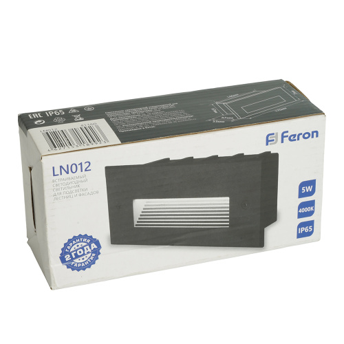 Светодиодный светильник Feron LN012 встраиваемый 5W 4000K, IP65, черный фото 11 Светодиодный светильник Feron LN012 встраиваемый 5W 4000K, IP65, черный фото 11