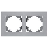 Рамка 2-местная, металл, STEKKER, MFR00-7002-03 , серия Катрин, серебро