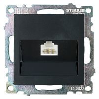 Розетка компьютерная 1-местная RJ-45 (механизм), STEKKER GLS00-7107-05, серия Катрин, черный