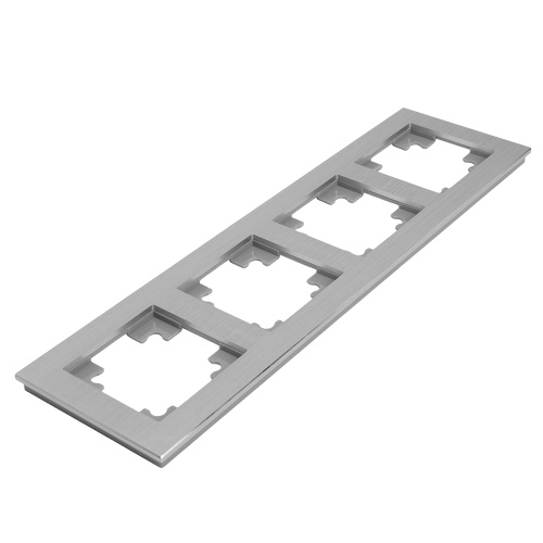 Рамка 4-местная, металл, STEKKER, MFR00-7004-03, серия Катрин, серебро фото 3