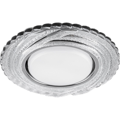 Светильник встраиваемый с белой LED подсветкой Feron CD4037 потолочный GX53 без лампы, прозрачный, хром Светильник встраиваемый с белой LED подсветкой Feron CD4037 потолочный GX53 без лампы, прозрачный, хром