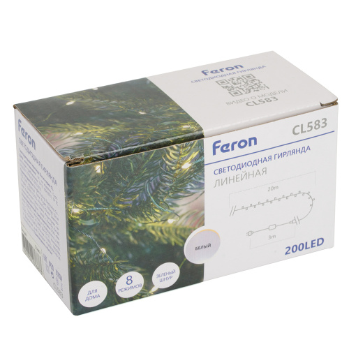 Светодиодная гирлянда Feron CL583 линейная Роса (на проволоке) 5000К c питанием от сети 220V 20м + сетевой шнур 1,5м фото 9