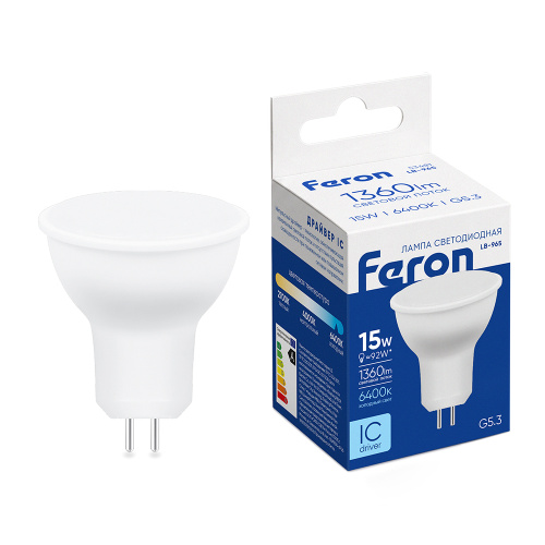 Лампа светодиодная Feron LB-965 MR16 G5.3 15W 175-265V 6400K Лампа светодиодная Feron LB-965 MR16 G5.3 15W 175-265V 6400K