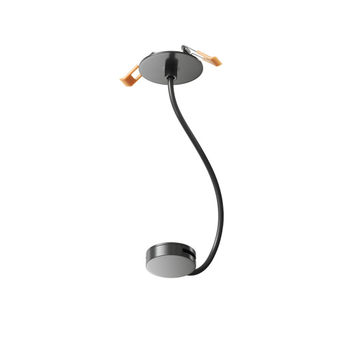 TR5514-BK Встраиваемое основание с возможностью подачи питания треку-ремню Belty, серия Base. Не вмещает блок питания. D65мм, монтажный D50мм, коннектор на проводе, L200-1500мм, IP20, черный, алюминий фото 4