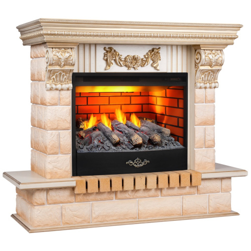 Электрокамин RealFlame Gracia 24/25,5 WT белый дуб с золотой патиной с очагом 3D Firestar 25,5 фото 2 Электрокамин RealFlame Gracia 24/25,5 WT белый дуб с золотой патиной с очагом 3D Firestar 25,5 фото 2