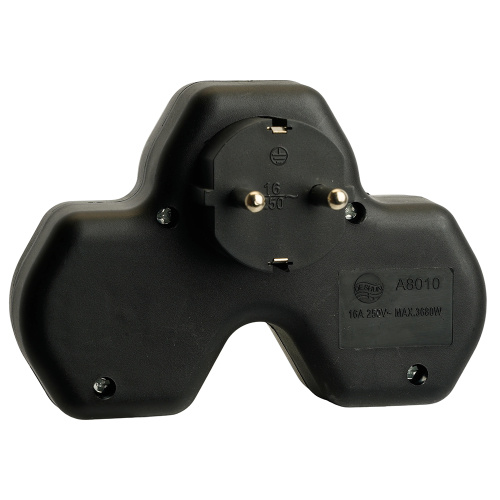 Разветвитель сетевой 3-местный с/з STEKKER ADP16-13-21, 250V,16A, ABS огнеустойчивый пластик, черный фото 6