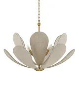 Золотистая люстра "Флэк" с бежевым абажуром