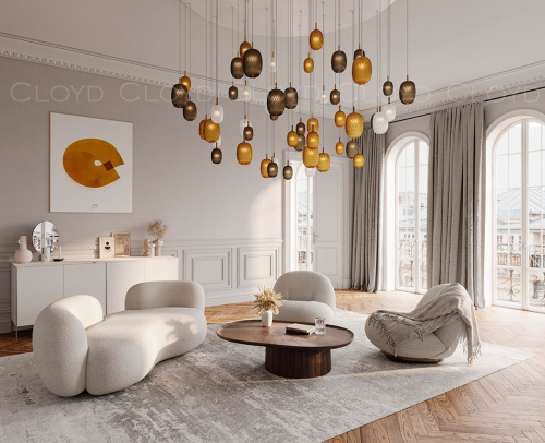 Подвесной светильник Cloyd ZAPFEN P1 / Ø13 см - латунь - оранжевое стекло (арт.11437) фото 3