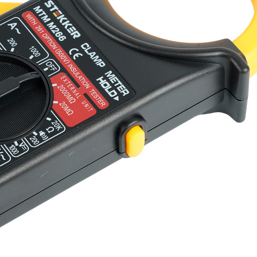 MTM M266 Клещи токоизмерительные, 1999 отсчетов,  батарея крона, ручная регулировка, черный/желтый фото 5
