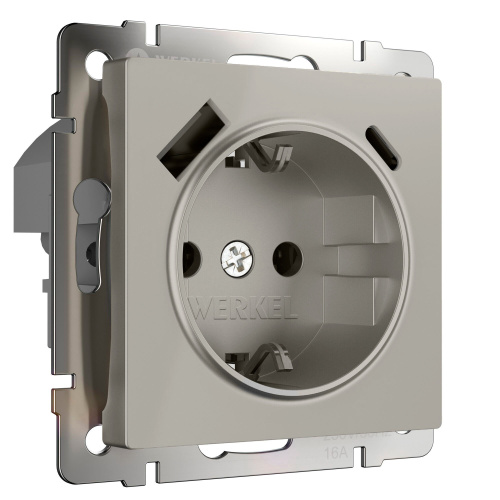Розетка с заземлением, шторками и USB тип A+C (дымчатый) W1271704 Розетка с заземлением, шторками и USB тип A+C (дымчатый) W1271704