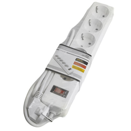 Сетевой фильтр 4-местный с/з STEKKER HM20-41-02 3x1мм2, 1,8 м, серия Optima, белый фото 9