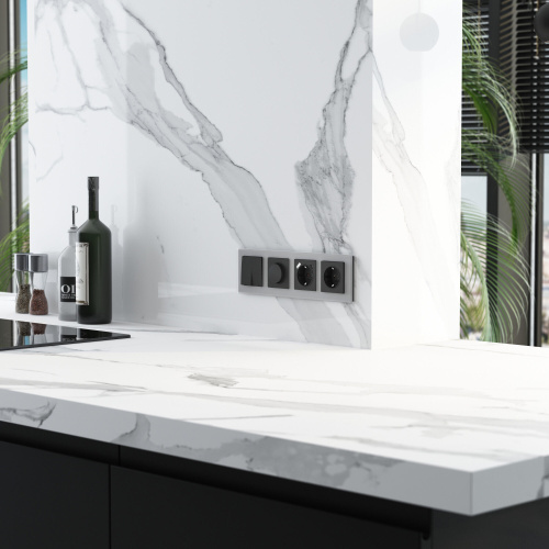 Рамка из стекла на 4 поста Senso серебряный soft-touch W0043106 фото 2