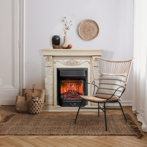 Каминокомплект PATRICIA/АДРИАНА Бежевый дуб с золотой патиной с очагом Электроочаг MAJESTIC LUX/МАДЖЕСТИК фото 3