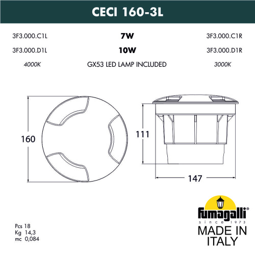 Fumagalli Грунтовый светильник FUMAGALLI CECI 160-3L  3F3.000.000.AXD1L фото 3