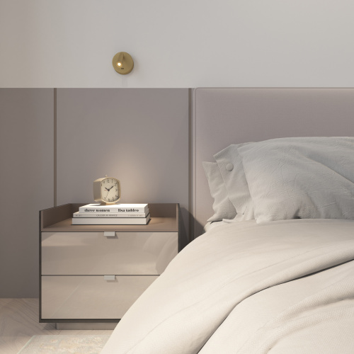 DK5072-SB Бра SHINE WALL со светодиодом, D104*H68, IP20, 3000К, 3W, RA?90, сатинированная латунь, алюминий фото 10