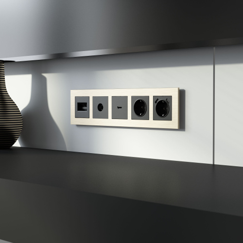 Рамка из металла на 5 постов AluMax шампань алюминий W0053511 фото 3 Рамка из металла на 5 постов AluMax шампань алюминий W0053511 фото 3