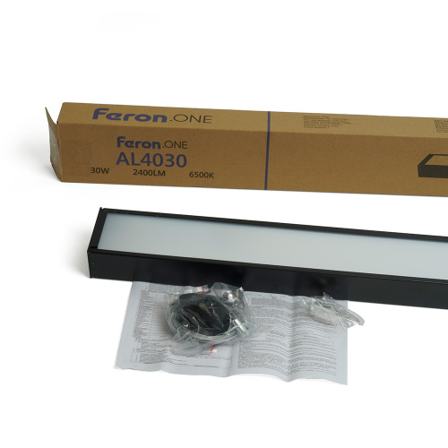 Светильник светодиодный линейный Feron.ONE AL4030 IP20 30W 6500K, рассеиватель матовый в стальном корпусе, черный 1200*35*70мм фото 10