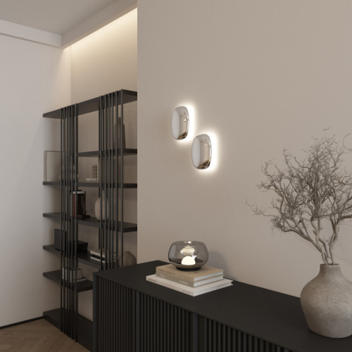 Настольная лампа FLOA, 8 Вт, 3000К, ?220 мм, металл, стекло, черный, дымчатый серый фото 2