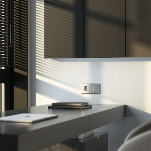 Рамка из пластика на 2 поста Stark серебряный W0021806 фото 2 Рамка из пластика на 2 поста Stark серебряный W0021806 фото 2