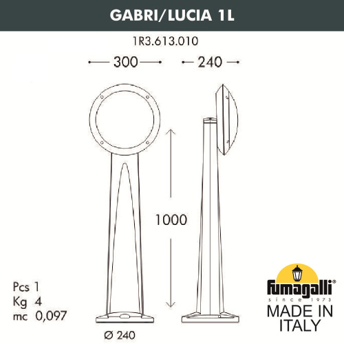 Садовый светильник-столбик FUMAGALLI GABRI/LUCIA 1L 1R3.613.010.WYE27 фото 2 Садовый светильник-столбик FUMAGALLI GABRI/LUCIA 1L 1R3.613.010.WYE27 фото 2