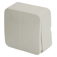 Выключатель открытой установки 2-клавишный, STEKKER, 250В, 10А, IP20, серия София, белый, MSW10-20-01