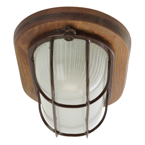 Светильник накладной IP54, 220V 60Вт Е27, дерево, орех, овал, с решеткой, НБО 04-60-022 фото 2