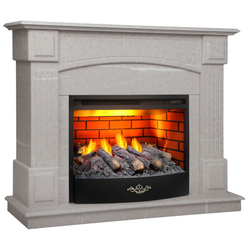 Электрокамин RealFlame Carolina 24/25,5 WT мрамор серый с очагом 3D Firestar 25,5 фото 2 Электрокамин RealFlame Carolina 24/25,5 WT мрамор серый с очагом 3D Firestar 25,5 фото 2