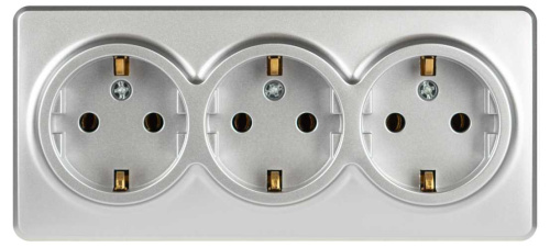 Розетка ЭРА Эксперт 11-2208-03 тройная с заземлением 3х2P+E Schuko IP20 16A-250В ОУ алюминий Б0063010 фото 4 Розетка ЭРА Эксперт 11-2208-03 тройная с заземлением 3х2P+E Schuko IP20 16A-250В ОУ алюминий Б0063010 фото 4