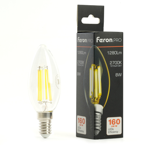 Лампа светодиодная Feron.PRO LB-1208 Свеча E14 1280LM 8W 175-265V 2700K фото 2