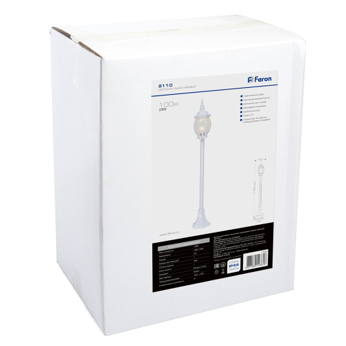 Светильник садово-парковый Feron 8110/PL8110 столб 100W E27 230V, белый фото 4