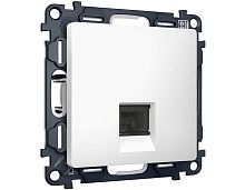 Комплект механизма компьютерной розетки RJ-45 экранированной с автоматической защитной шторкой ALFA Белый матовый QUANT (AP1320, VM185) MA132005