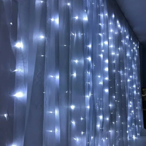 Светодиодная гирлянда Feron CL24 занавес 3*3м  + 3м 5000К, c питанием от сети 230V, эффектом стробов, белый шнур фото 5