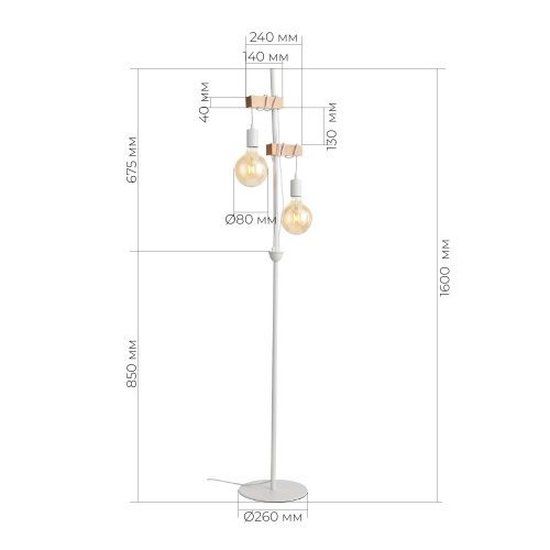 SL1142.505.01 Светильник напольный Белый, Светлое дерево E27 2*60W BAGETTI фото 10