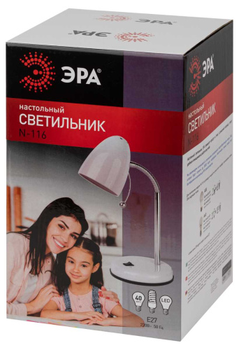 Настольная лампа ЭРА N-116-Е27-40W-W Б0047200 фото 4 Настольная лампа ЭРА N-116-Е27-40W-W Б0047200 фото 4