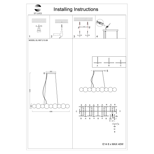 SL1657.213.08 Люстра подвесная ST-Luce Золотистый/Прозрачный E14 8*40W FLERO фото 2