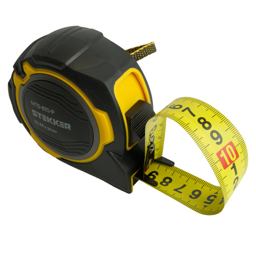 Рулетка, 10 м х 25 мм, магнит, II класс точности, двухстороннее нанесение, STEKKER MTS-810-P фото 10