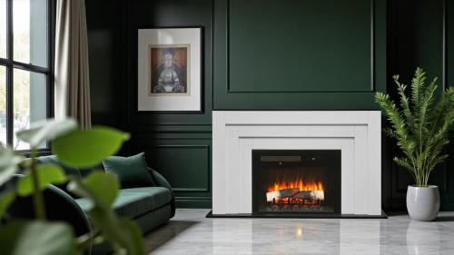 Каминокомплект СИЛЬВЕР Белый/Уни Неро с очагом Электроочаг MIRAGE/МИРАЖ 25 фото 3