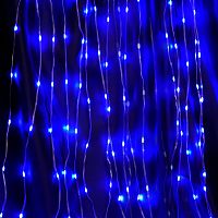Светодиодная гирлянда Feron CL28 занавес Водопад  3*3м  + 3м 230V синий с контроллером, c питанием от сети, белый шнур